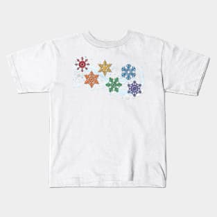 LGBTQ Pride Rainbow Colored Winter Snowflakes Vector Kids T-Shirt